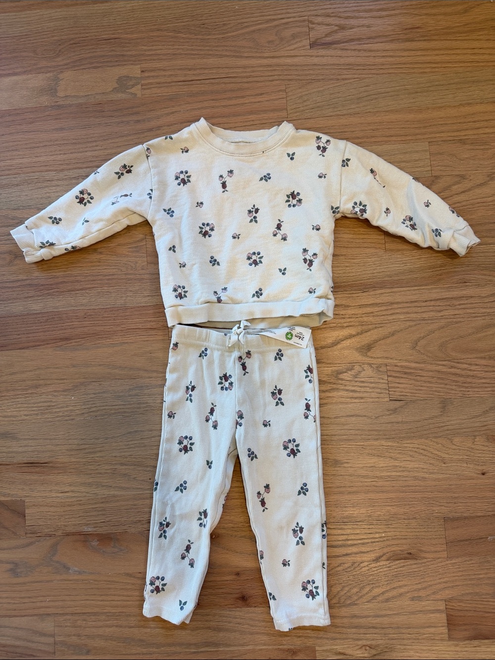 Little Planet Cream Floral Toddler Girls Two-Piece Matching Set- 24M